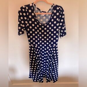 LuLaRoe navy polka dot dress with pockets